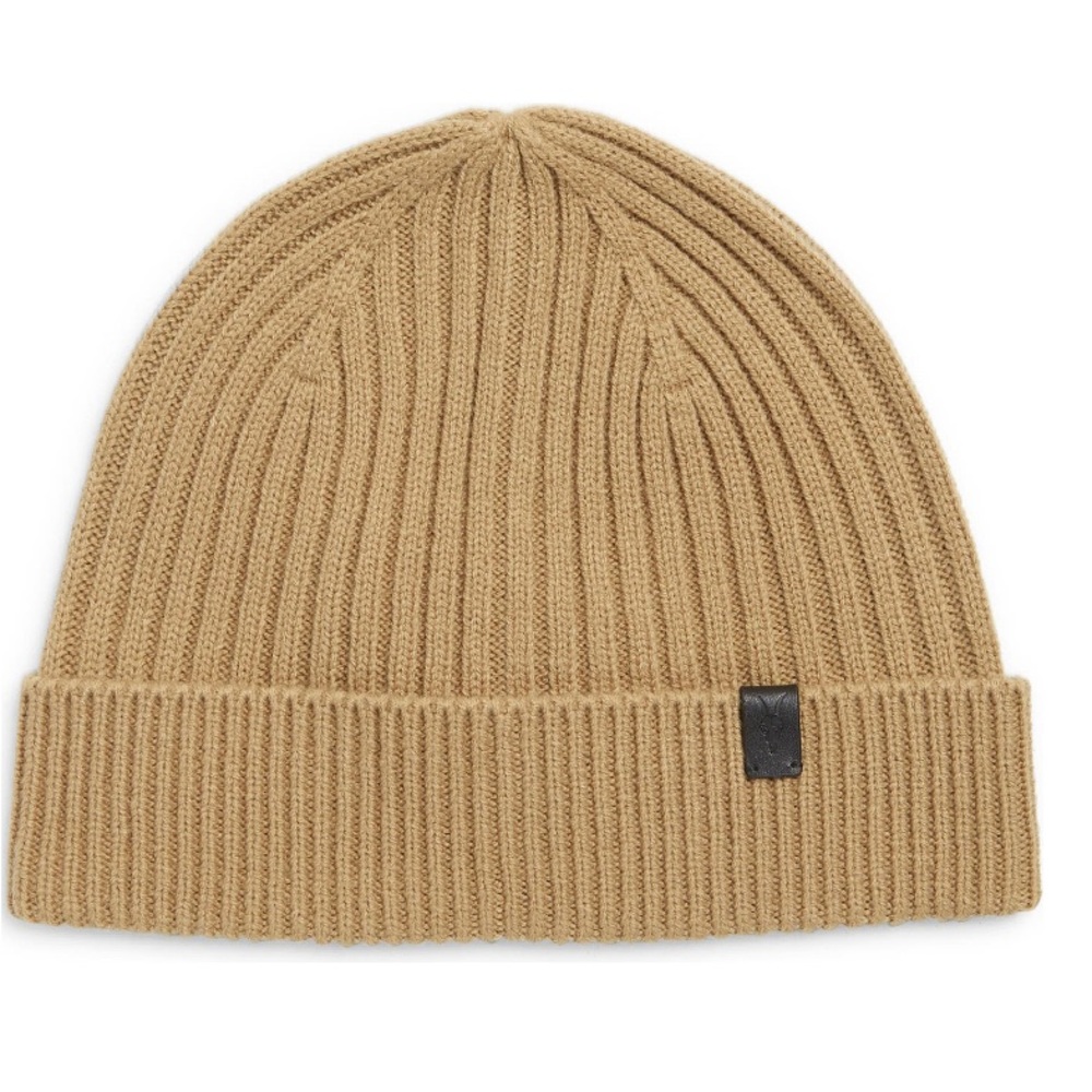 All Saints unisex logo ribbed wool mix beanie NWT